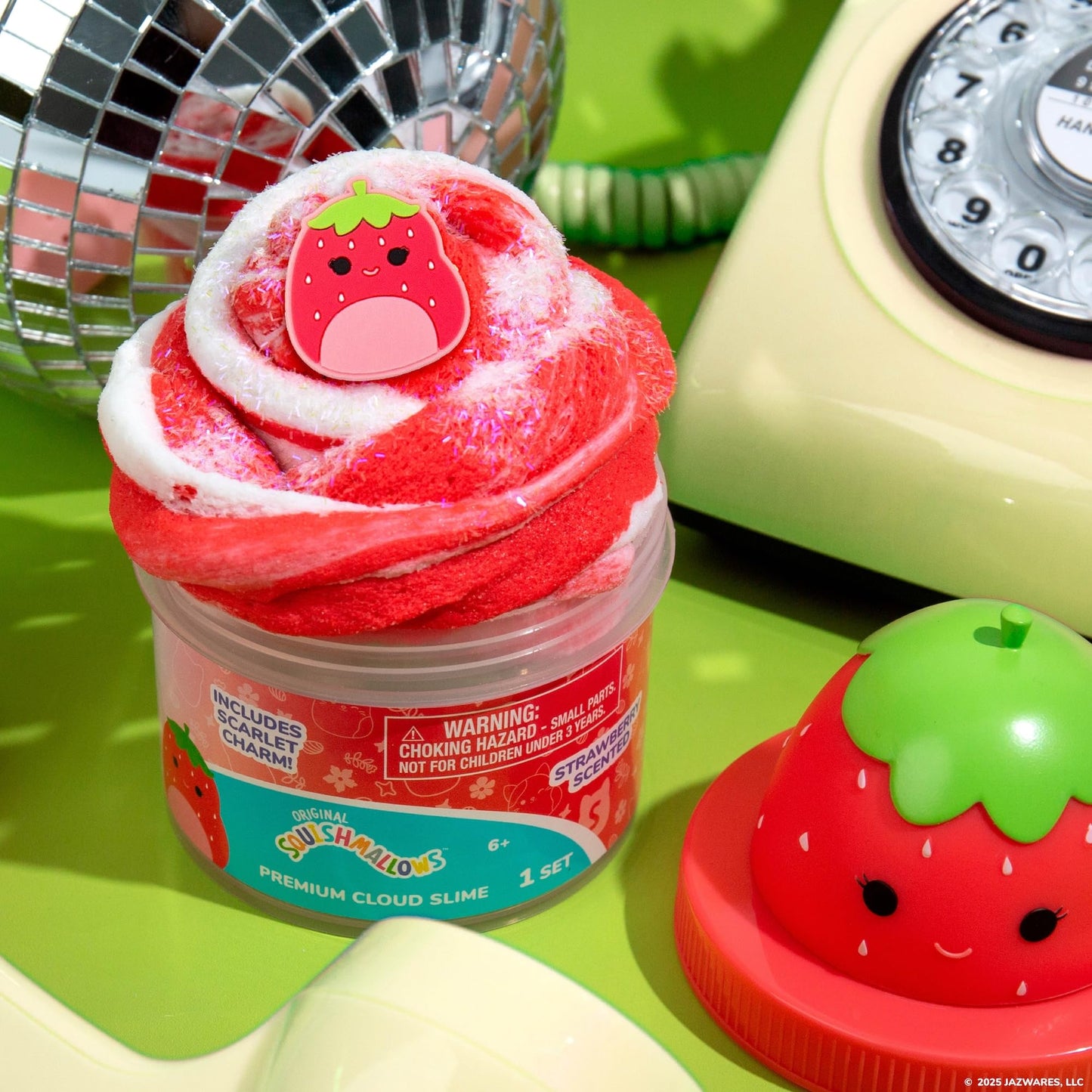 Original Squishmallows Scarlet The Strawberry Premium Cloud Slime, Strawberry-Scented, Party Favors for Kids 8-12, Girl Toys 8-1