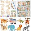 Colingmill 24 Set Safari Party Favors Jungle Craft Kits Supplies DIY Safari Jungle Wooden Painting Kit Wooden Coloring Crafts Wi