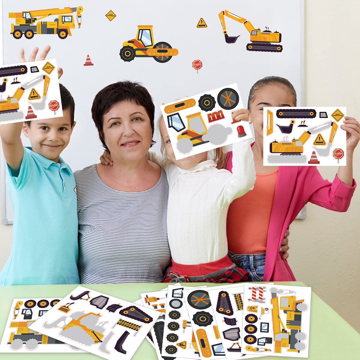 Dorgua Make-A-Face Sticker Set, Make A Construction Stickers For Kids Boys, Diy Craft Stickers Face Stickers Decor, Make Your Ow