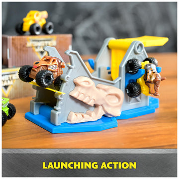 Monster Jam Mini Jams, Earthshaker Boneyard Blaster Mega Frenzy Playset With 10 Mini Trucks, Kids Toys For Ages 3 And Up