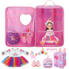 Wettarn 18 Inch Doll Carrier Set with Clothes and Accessories Including Doll Travel Bag, Dress, Shoes, Sunglasses, Backpack and