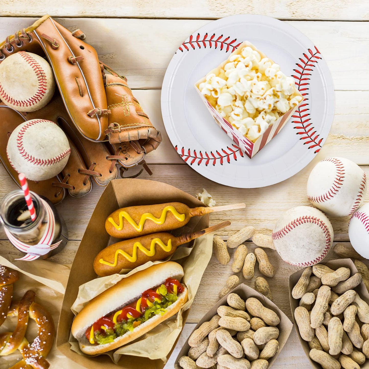 Durony 48 Pack Baseball Plates 9 Inch And 7 Inch Round Baseball Themed Paper Plates Baseball Dinner Plates For Game Day, Basebal