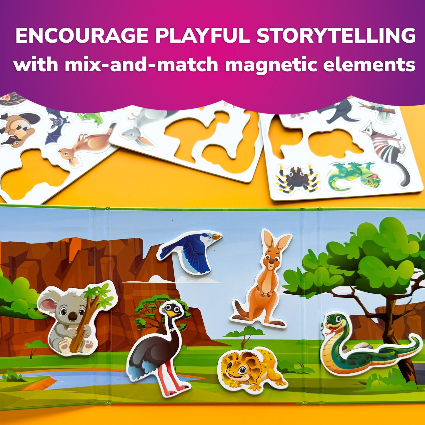 Quokka Travel Magnetic Puzzles For Toddlers 1-3 - 20+Pcs Animal Game With Extra-Long Play Book - Fun Travel Game Toy For Kids Ag