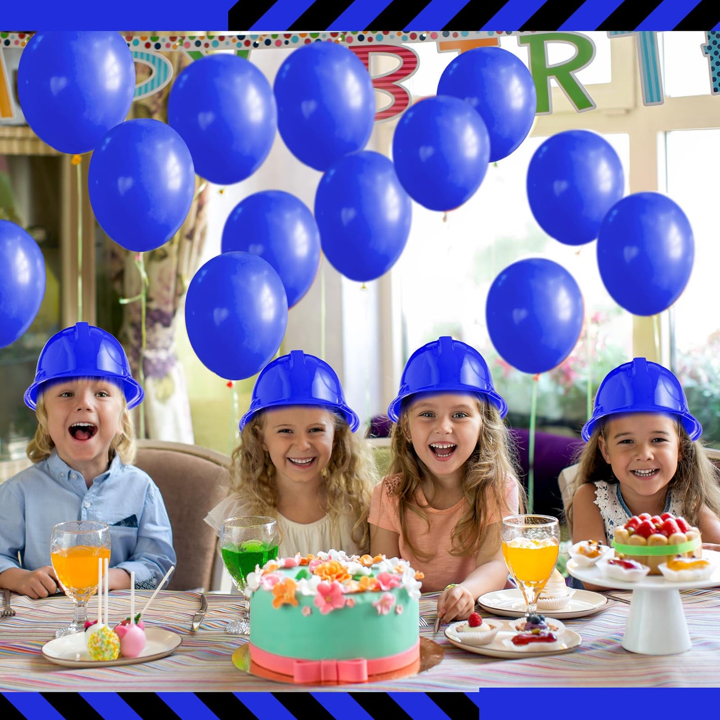 Haysandy 60 Pcs Construction Hats Toy Plastic Construction Hat Bulk Construction Party Hat for Birthday Party Favors(Blue)
