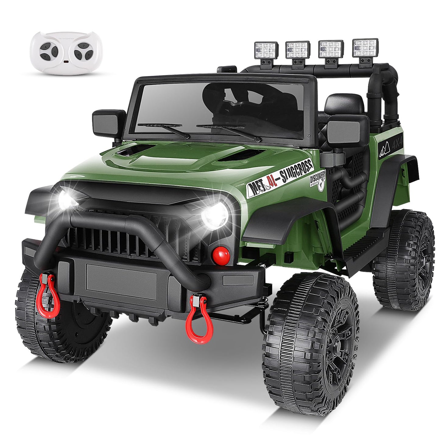 Hikole Ride On Car Truck, 12V Battery Powered Kids Electric Car W/ 2.4 Ghz Parental Remote Control,Spring Suspension,Led Lights,