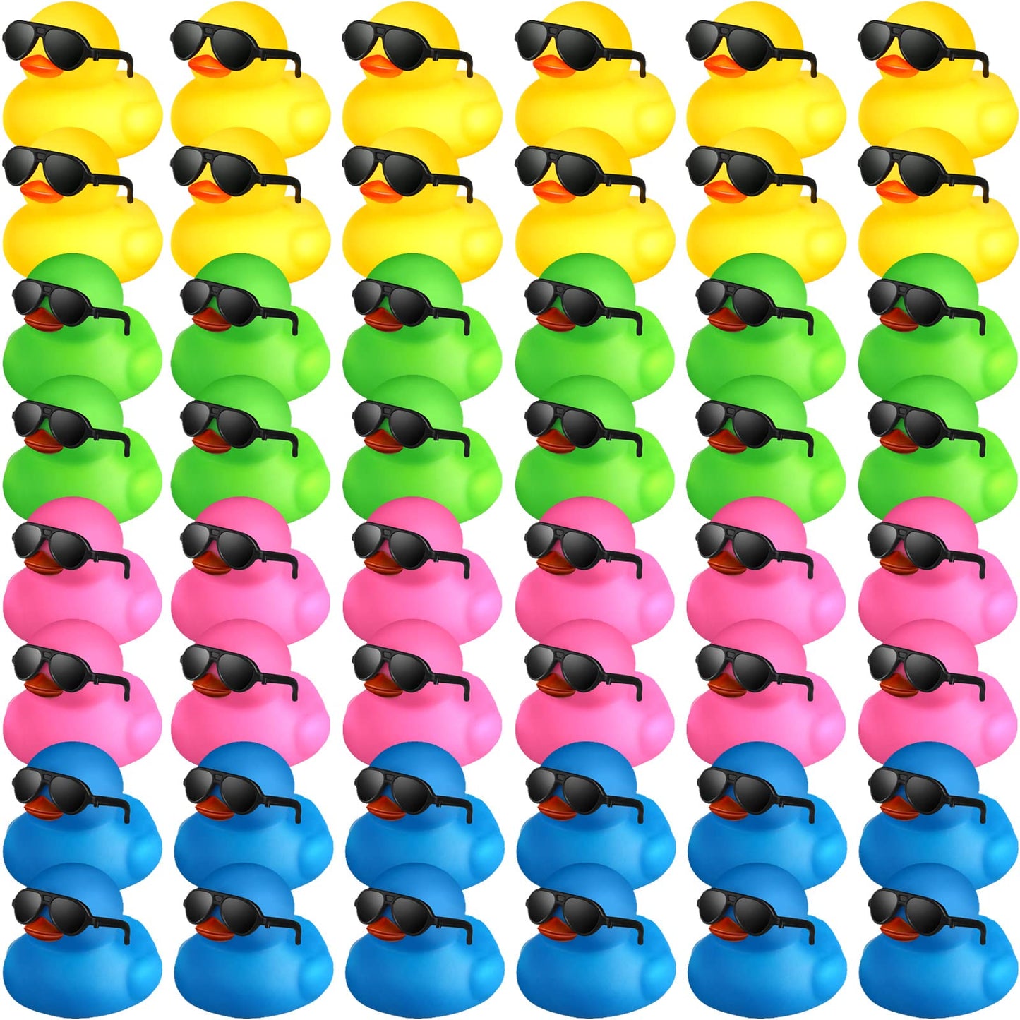 Chivao 48 Pcs Mini Rubber Ducks Bath Duck In Bulk 48 Sunglasses Toy Set Christmas Valentine Duck Gift Bath Toy Bathtub Toys For Gift Holiday Cruise Birthday Party Favor(Mixed Color)