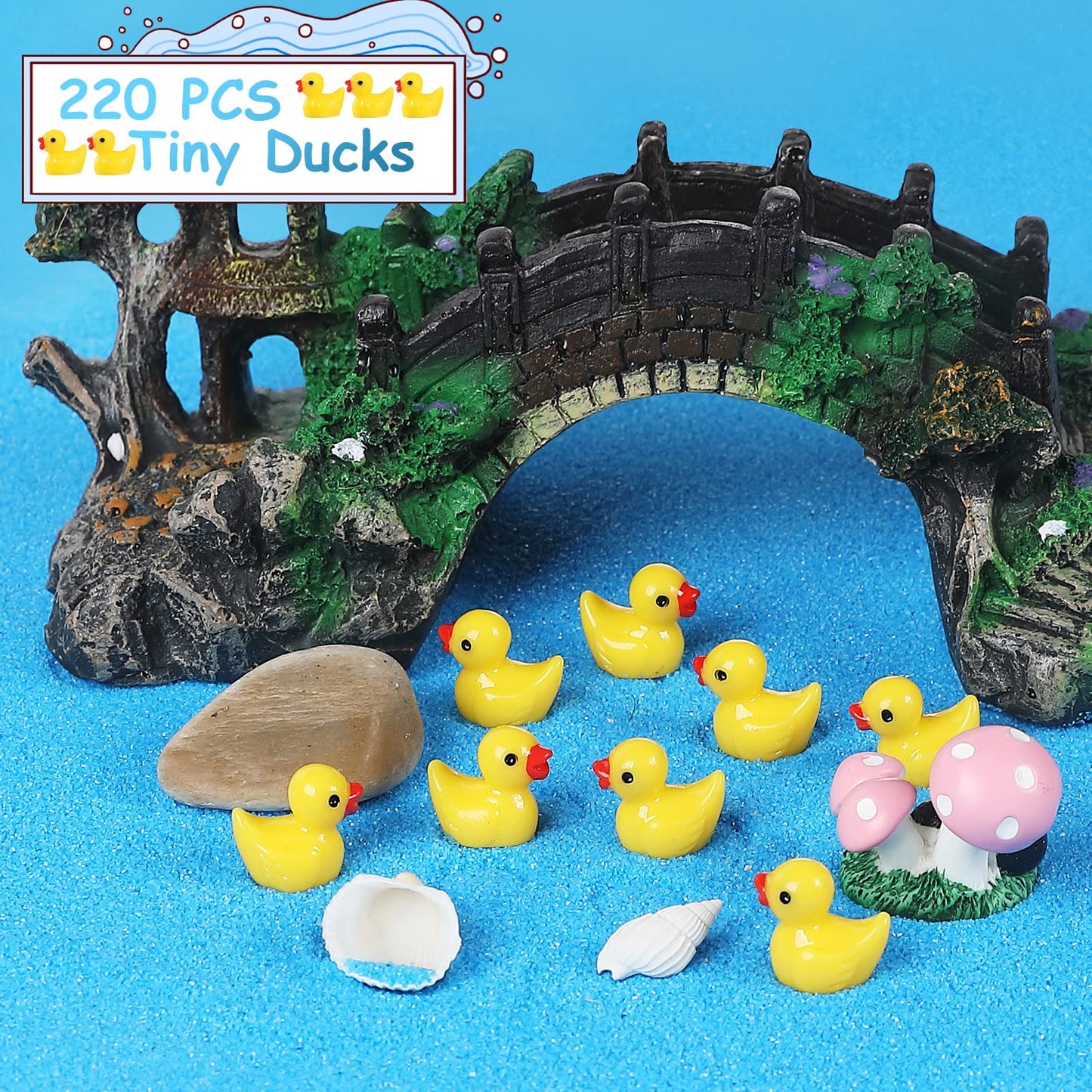JIUZHU 220 Pcs Mini Resin Duck Christmas Miniature Figure Landscape Aquarium DIY Birthday Party Decoration Bonsai Interior Decor