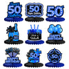 Happy 50th Birthday Honeycomb Centerpieces 9Pcs Stylish Sophisticated Blue Neon Theme Table Decor for Boys Girls Birthday Party