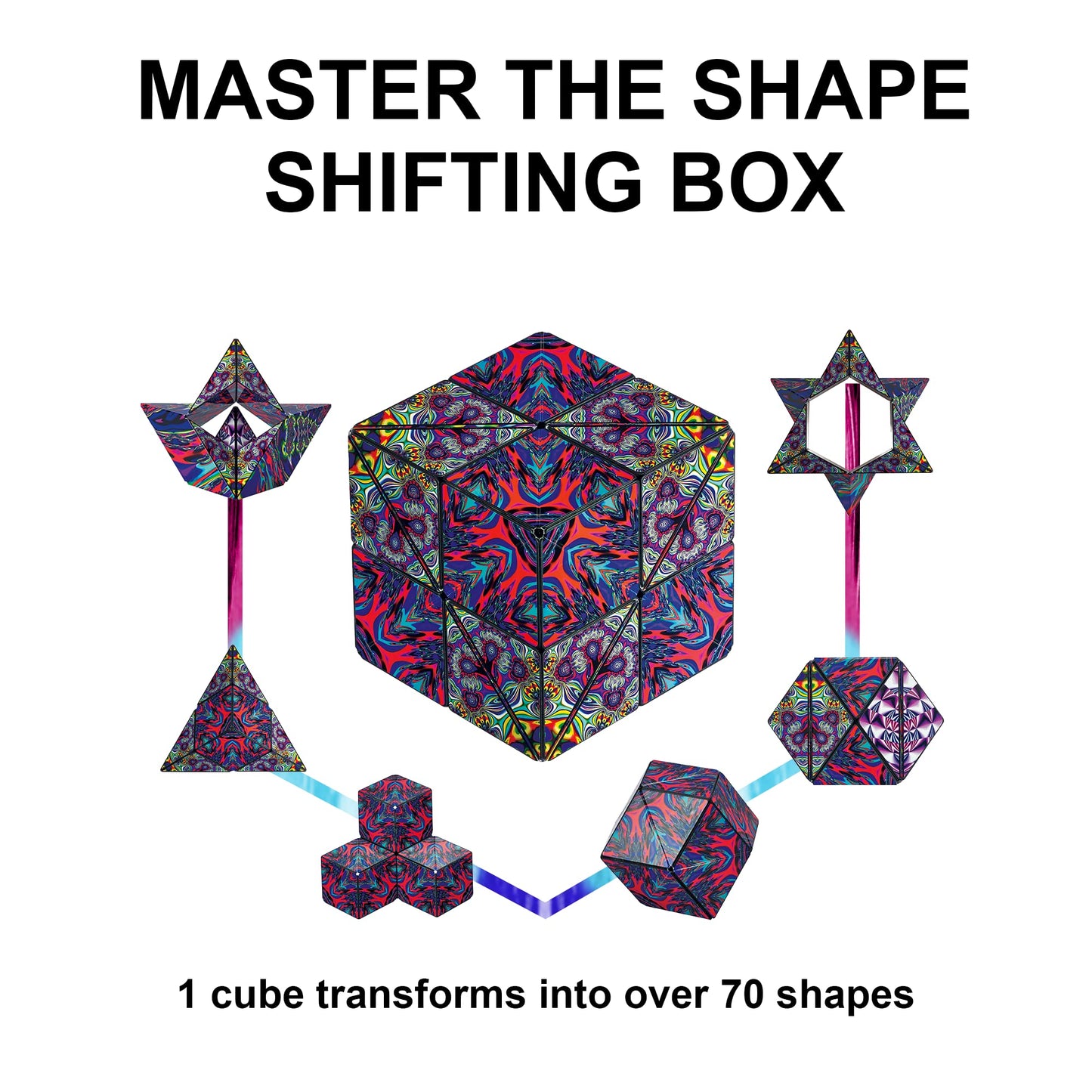 Shashibo Shape Shifting Box - Award-Winning, Patented Fidget Cube W/ 36 Rare Earth Magnets - Transforms Into Over 70 Shapes, Download Fun In Motion Toys Mobile App (Artist Series - Chaos)