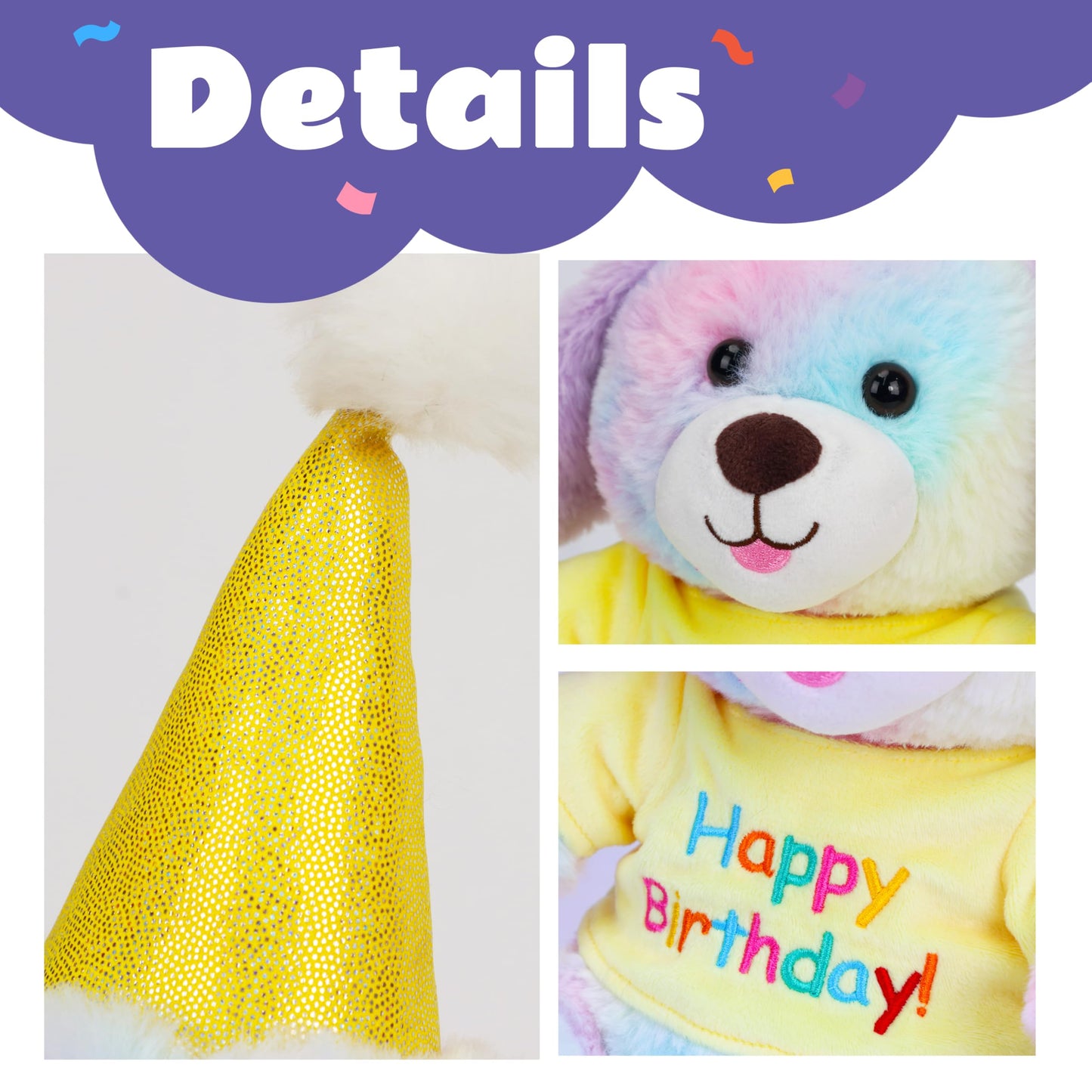 Cuteoy Happy Birthday Dog Musical Stuffed Animal Shaking Singing Dancing Plush Puppy Toy Electric Interactive Animated Plushies