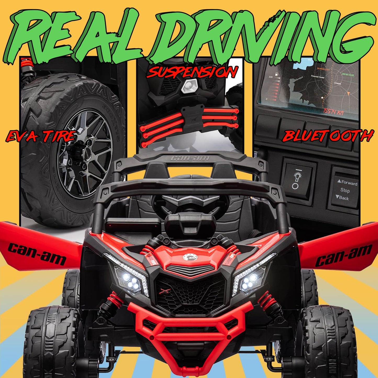 Kerryyoo Su5 24V Ride On Toys For Big Kids,4X200W,2 Seater Electric Ride On Utv 4Wd/2Wd,Eva Rubber Tires,4X4 Shock Absorbers,Rem