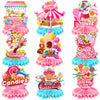 9PCS CandyLand Party Decorations, Candy Land Table Centrepieces Candy Themed Honeycomb Decorations Colourful Lollipop Birthday P