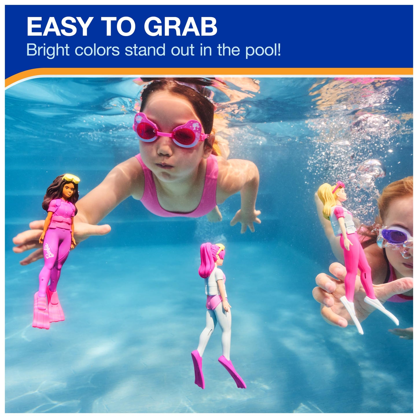 SwimWays Barbie Dive Characters 3-Pack - Kids Pool Toys & Accessories for Ages 5+, Perfect for Pool Parties and Water Fun