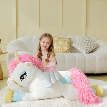 Ikasa Giant Unicorn Stuffed Animal Plush Toy,Large Big Jumbo Soft Toys,43' Huge Cute Plushy Fluffy Plushie,Gifts For Kids Girls Girlfriend Children