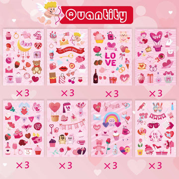 381Pcs Valentine Stickers For Kids - Love Stickers Heart Stickers Valentines Day Craft Activities Party Favors Supplies Valentin