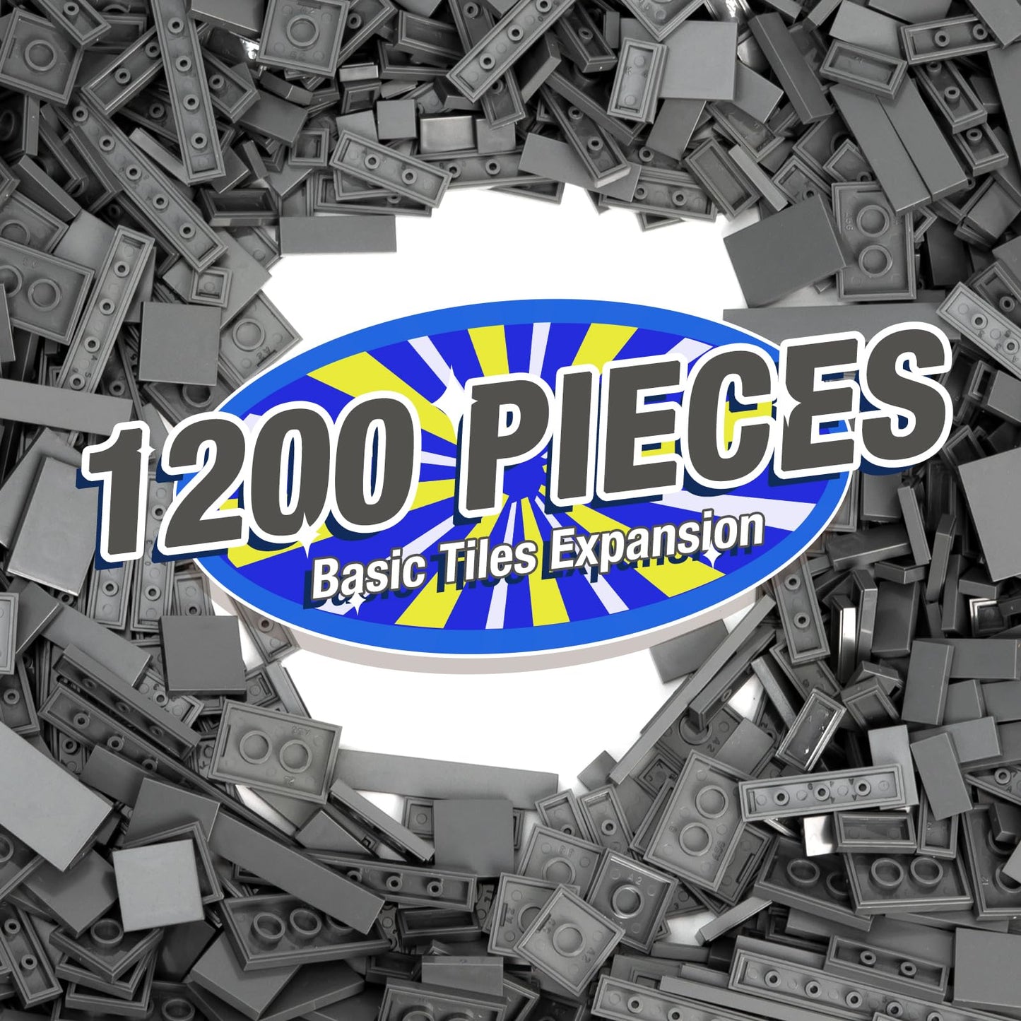 Mannidoo 1200 Pieces Flat Pieces, 9 Sizes Classic Moc Parts And Pieces Tiles Expansion Set - Compatible With All Major Brands, B