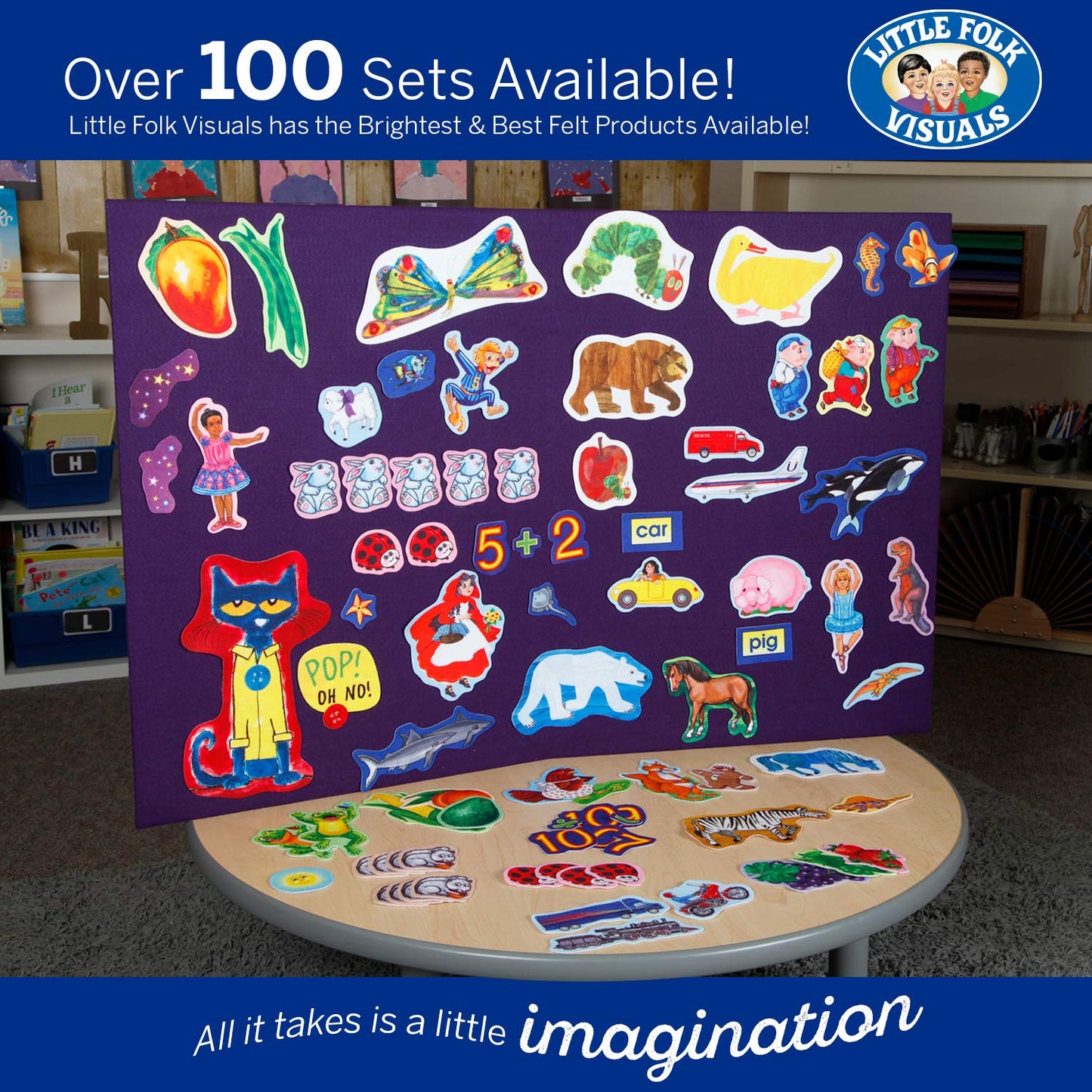 Little Folk Visuals The Very Hungry Caterpillar Felt Board Figures Set, 14-Piece, Multicolor, Interactive Teaching for Toddlers and Kindergarteners