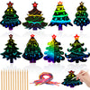 JULMELON 36 PCS Christmas Scratch Art, Christmas Crafts for Kids Magic Rainbow Scratch Paper Cards Christmas Tree Hanging Orname