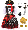 Dormstop Kids Pirate Costume Girls Deluxe Buccaneer Dress Set for Halloween Party Dress Up (5-7 Years)
