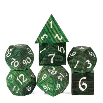 Hddais 7Pcs Polyhedral Dnd Dice Set, Rpg D&D Wood Dice Set With Iron Box Or Dungeons And Dragons Role Playing Games(Dark-Green S