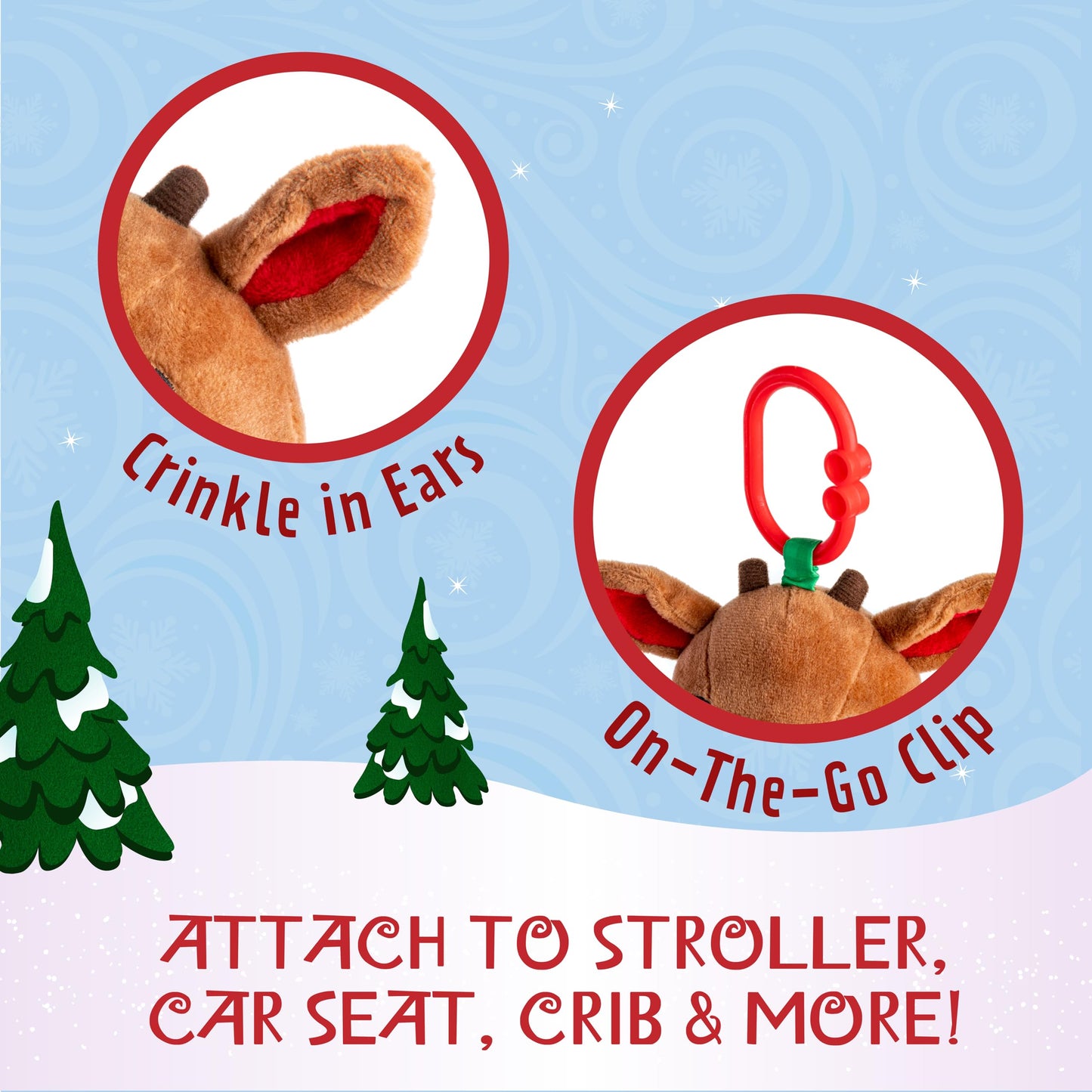 Kids Preferred Rudolph The Red-Nosed Reindeer On The Go Teether Developmental Activity Toy, 12 Inches , Brown
