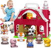 Aigybobo Farm Animals Big Barn Playset - Montessori Learning Toy for Toddlers, Plastic, Red, Ages 1-3, Includes Animal Figures & Stickers