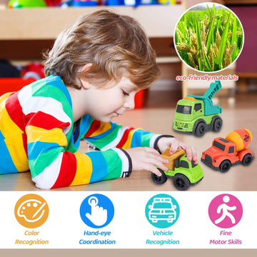 Toddler Cars Toys for 1 2 3 Year Old Boy, 3 in 1 Dump Truck Mixer Cement and Crane Toys for Baby Boy Girls, BPA Free, Phthalates