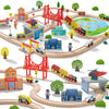 Tiny Land Wooden Train Set 110pcs with Track, Assorted Colors, Ideal for Toddlers 3-7 Years, Perfect Christmas Gift