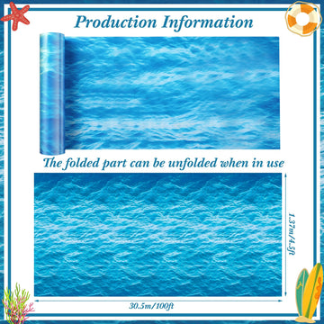 Irenare 1 Roll Ocean Waves Plastic Tablecloth Ocean Table Cover Water Print Table Cover Ocean Sea Tablecloth Blue For Beach Pool Birthday Party Decoration Shower Supplies (54 Inch X 100Ft)