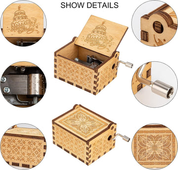 Caaju Happy Birthday Music Box - Wooden Musical Box with Hand Crank - Vintage Music Box Birthday Gift for Kids - Gifts for Him/H