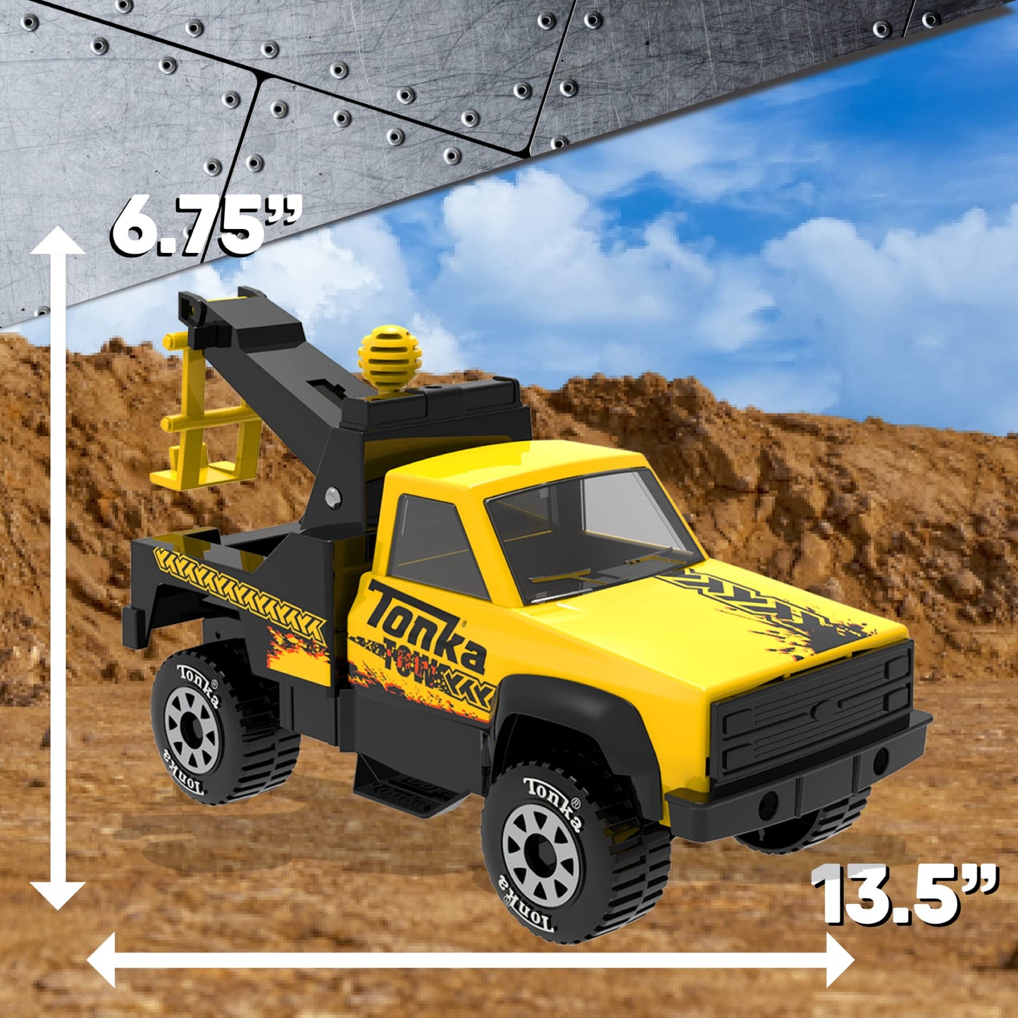 Tonka Steel Classics, Tow Truck - Made with Steel and Sturdy Plastic, Yellow Friction Powered, Boys and Girls, Toddlers Ages 3+,