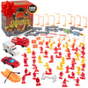 Fireman Action Figure Toys- 100Pc Firefighter Figurines Playset Includes Firemen, Firetrucks, Ambulances, Rescue Boats & More- G