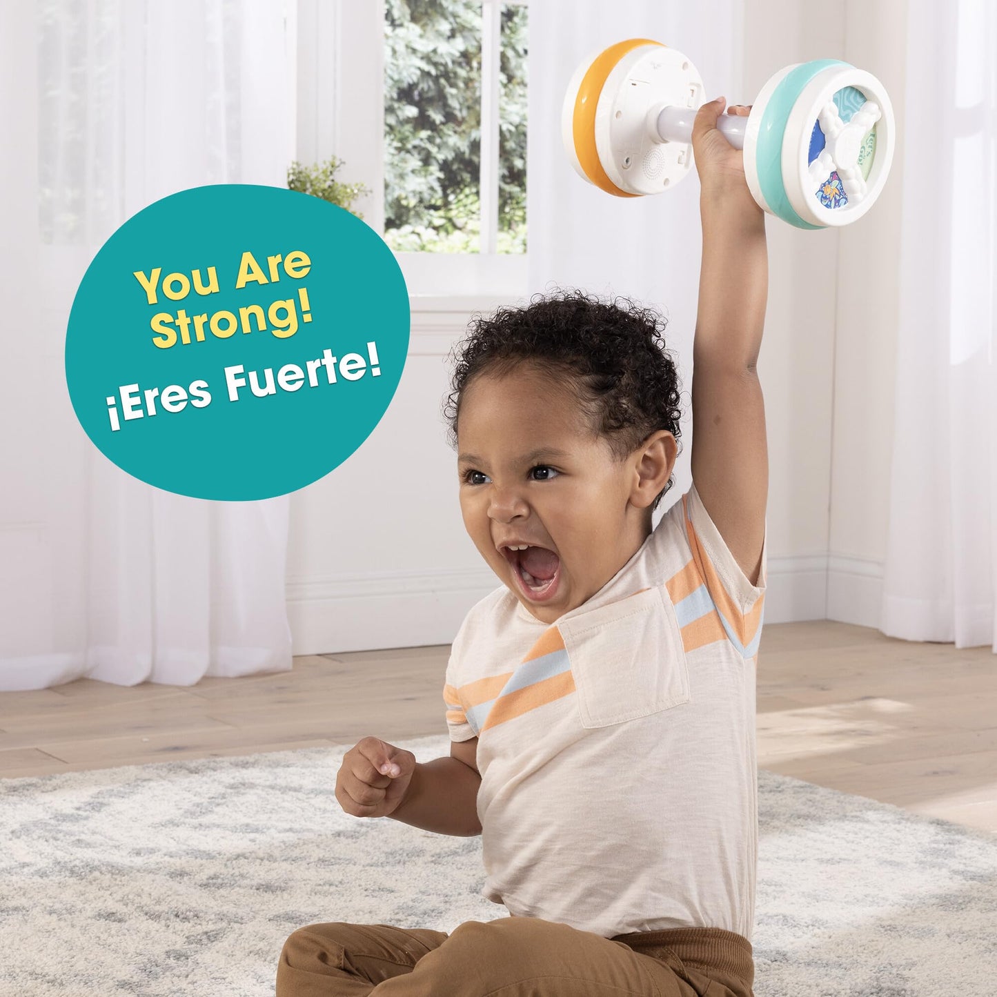 Beb Fuerte Baby Workout Toys By Robin Arzon - Count & Groove Bouncy Barbell - Baby Play Gym Toys With Lights And Sounds - Coun