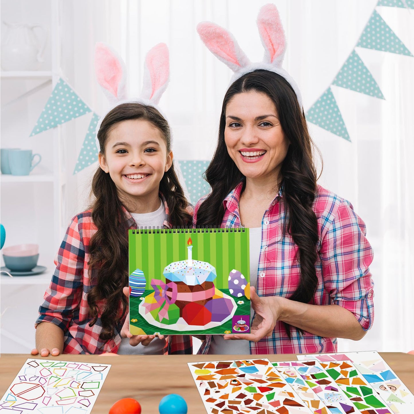 Omgouue 2Pcs Easter Day Crafts For Kids Ages 4-8 Sticker Paint Books Includes Eggs Bunny Chick And More Designs Gift Party Create 20 Pictures Sticker Sheets Are Separate