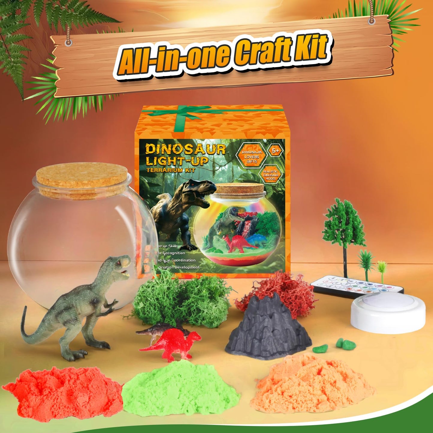 Dinosaur Terrarium Kit For Kids -Dinosaur Kid Painting Crafts Kits - Birthday Gift For Boys Age 5-7 8-12 Years Old -Arts And Cra