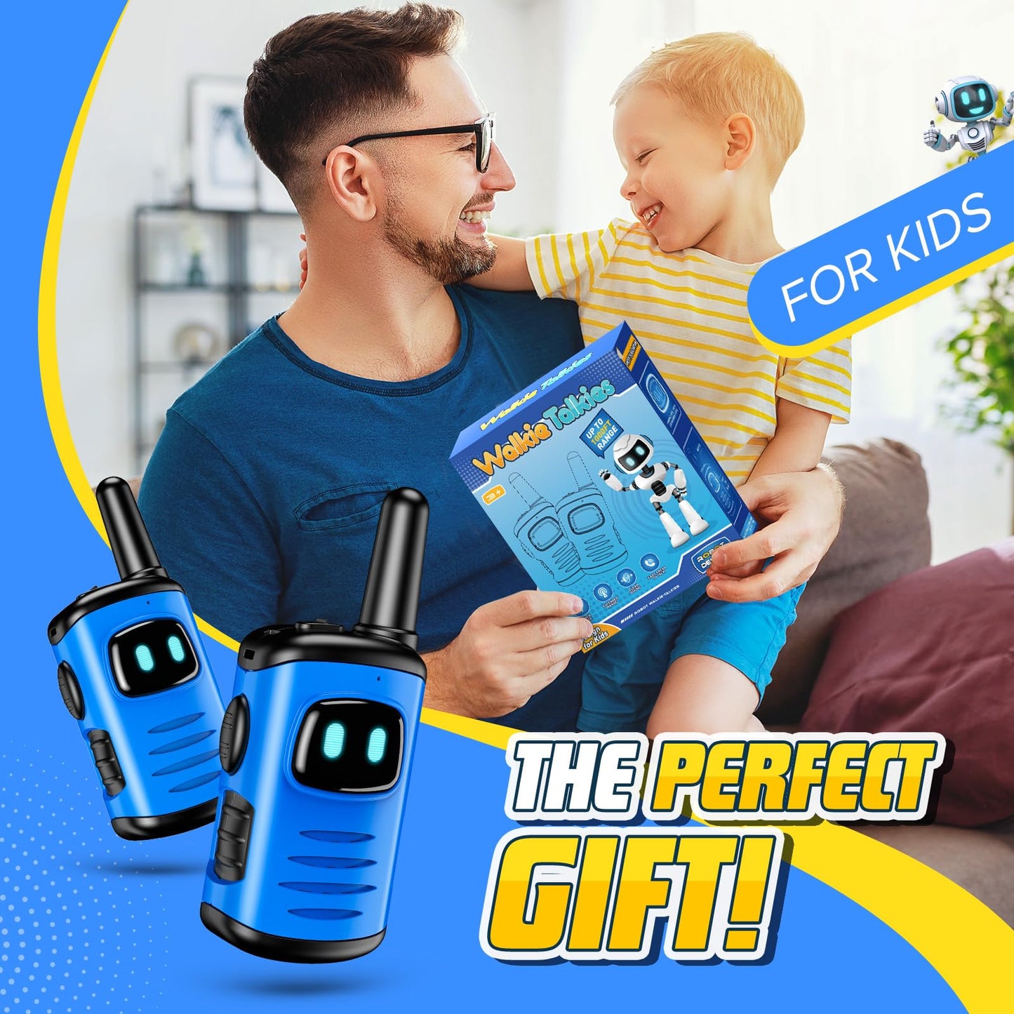 Kids Walkie Talkies Toys For Boys: Comedyfun Mini Robots Walkies Talkies 2 Pack Birthday Gifts For 3 4 5 6-8 Year Old Boys Toys