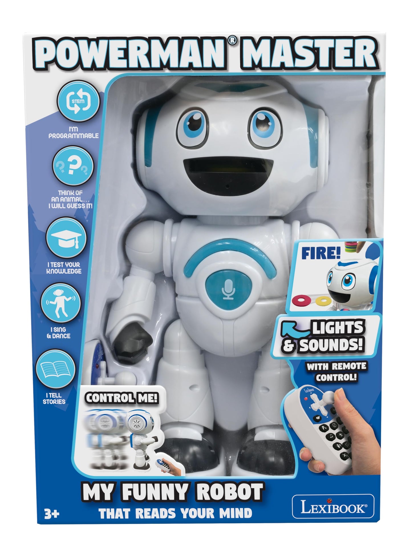 Lexibook - Powerman Master, Interactive Toy Robot That Reads In The Mind Toy For Kids Dancing Plays Music Animal Quiz Stem Progr