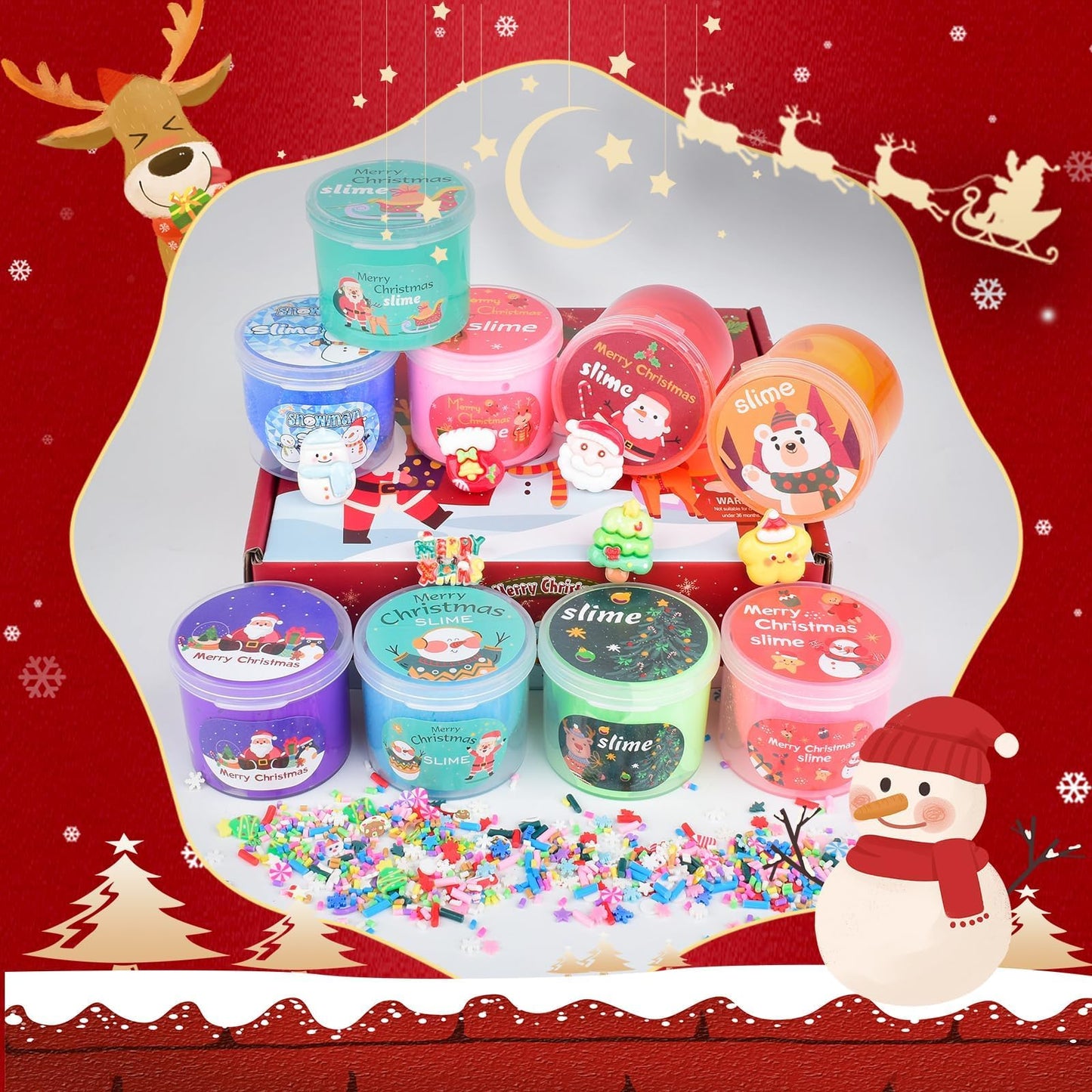 9 Pack Christmas Slime Kit with 3 Butter Slime and 3 Cloud Slime and 3 Clear Slime Soft & Non-Sticky Birthday Gifts for Girls & Boys Party Favors Goody Bags Christmas Party Surprise Gifts