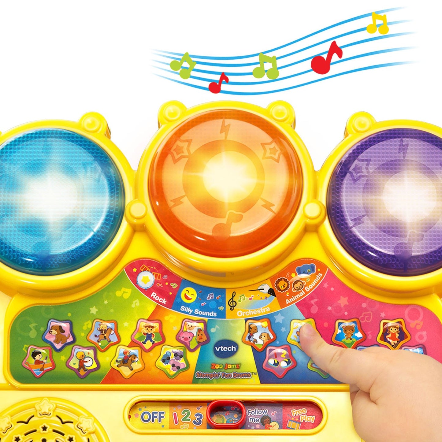 VTech Zoo Jamz Stompin' Fun Drums - Multicolor, Interactive Kids Drum Set, Fun Musical Toy, Perfect for Young Musicians