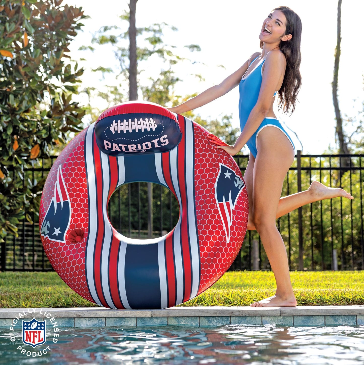 Bigmouth New England Patriots 42 Inflatable Pool Floats Officially Licensed Nfl Fan Gear Merchandise Back Support Inner Tube
