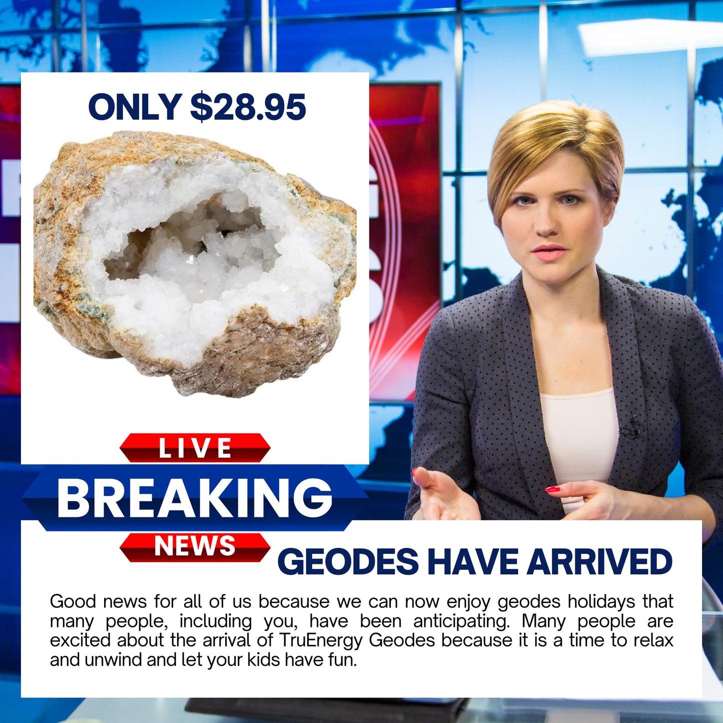 Truenergy Geodes With Crystals Break Your Own Geodes Kit 3 X-Large Premium - Easy To Break Open Kit - Stem - Includes Magnifying