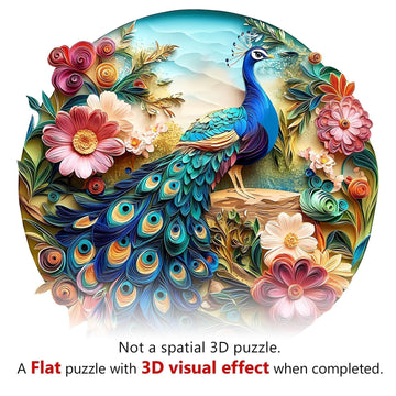 Wooden Puzzles for mature-themeds - Peacock Puzzle 300 Pieces Flat Puzzle with 3D Visual Effect Unique Shape Wood Puzzles mature-themed Paper Sculpture Modern Art Home Decor Good Gift Idea (L-13.4 * 13.4in)
