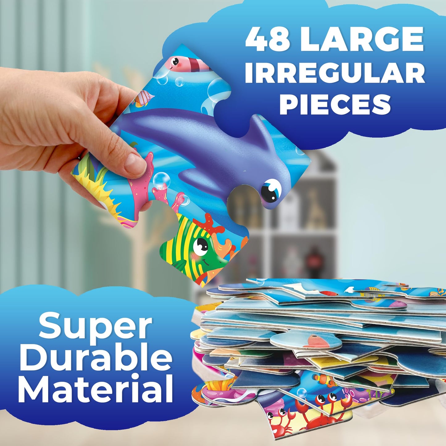 Quokka Giant Floor Puzzles For Kids Ages 4-6 - 2X3 Feet 48 Piece Puzzles For Toddlers 3-5 - Large Educational Kids Puzzles Ages 2-4 - Ocean Activity Game For Boys And Girls