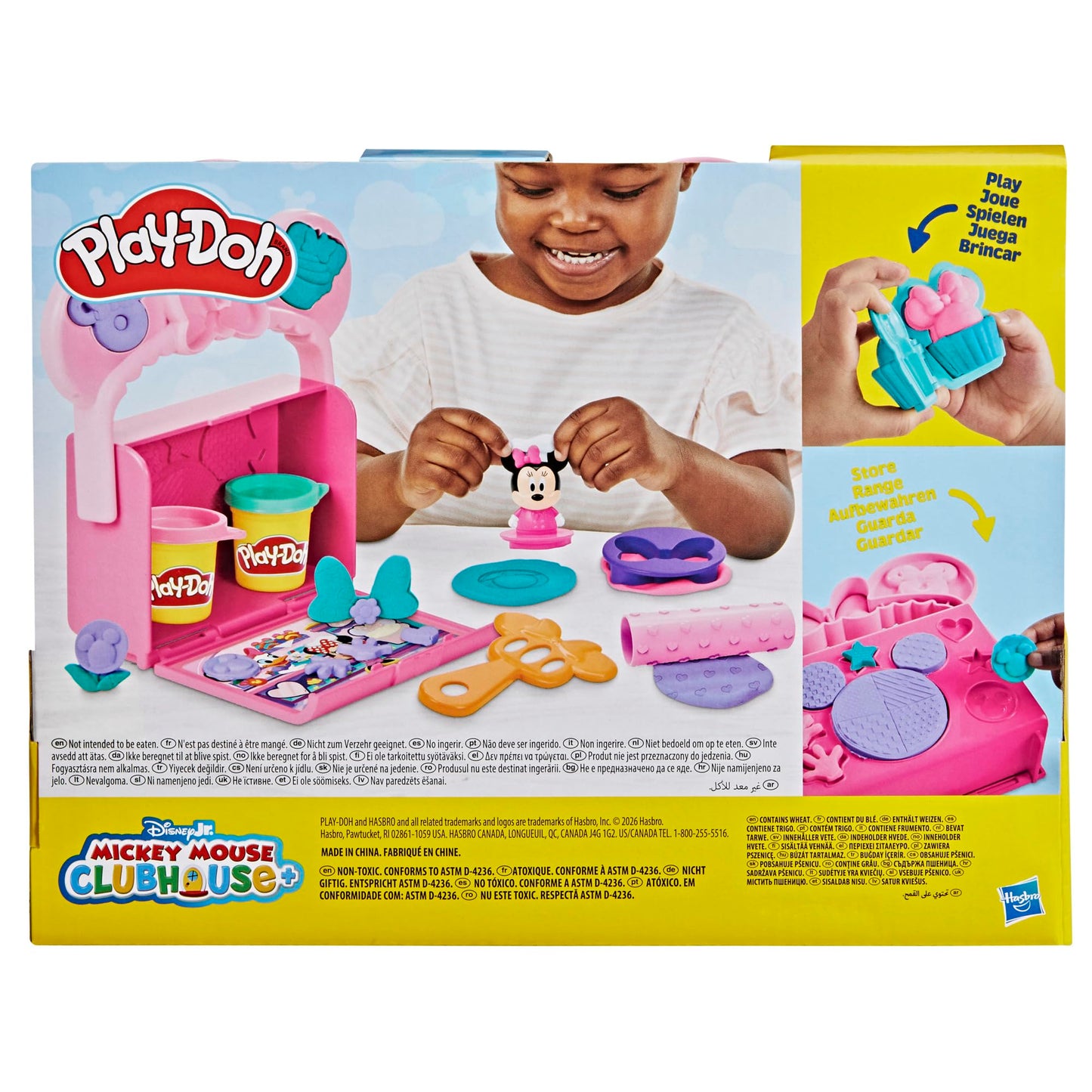 Play-Doh On-The-Go Bakery Playset with Minnie Mouse, Compact 2.7" Tall, Plastic, Model G3108, Fun Preschool Arts & Crafts for Kids 2+