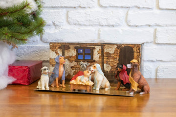 Dogs With Blanket Robes Christmas Nativity 7 Piece Set