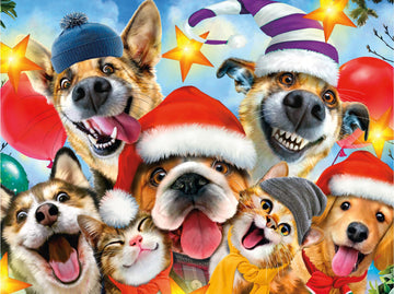 Ceaco - Selfies Christmas - Cats And Dogs - 550 Piece Jigsaw Puzzle