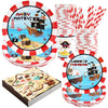 Pirate Birthday Party Supplies Decorations, Pirate Treasure Theme Paper Plates And Napkins Set With Cups And Straws For 24 Guest