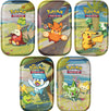 Pokemon - Paldea Friends Mini Tin - Complete 5 Piece Set - Sprigatito Quaxly Fuecoco Pawmot Pikachu