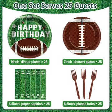 Qyeahkj 100 Pcs Football Party Supplies Set Football Birthday Plates And Napkins Sports Party Tableware Packs Decorations Sports