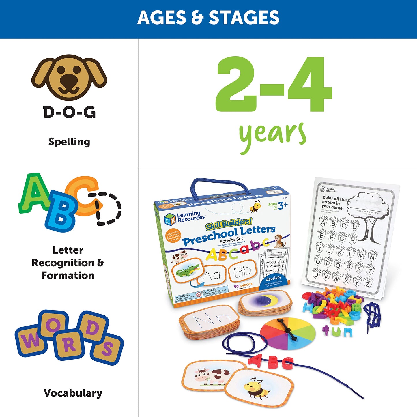 Learning Resources Skill Builders! Preschool Letters - 91 Pieces, Ages 3+ Toddler Learning Activities, Preschool Learning Materi